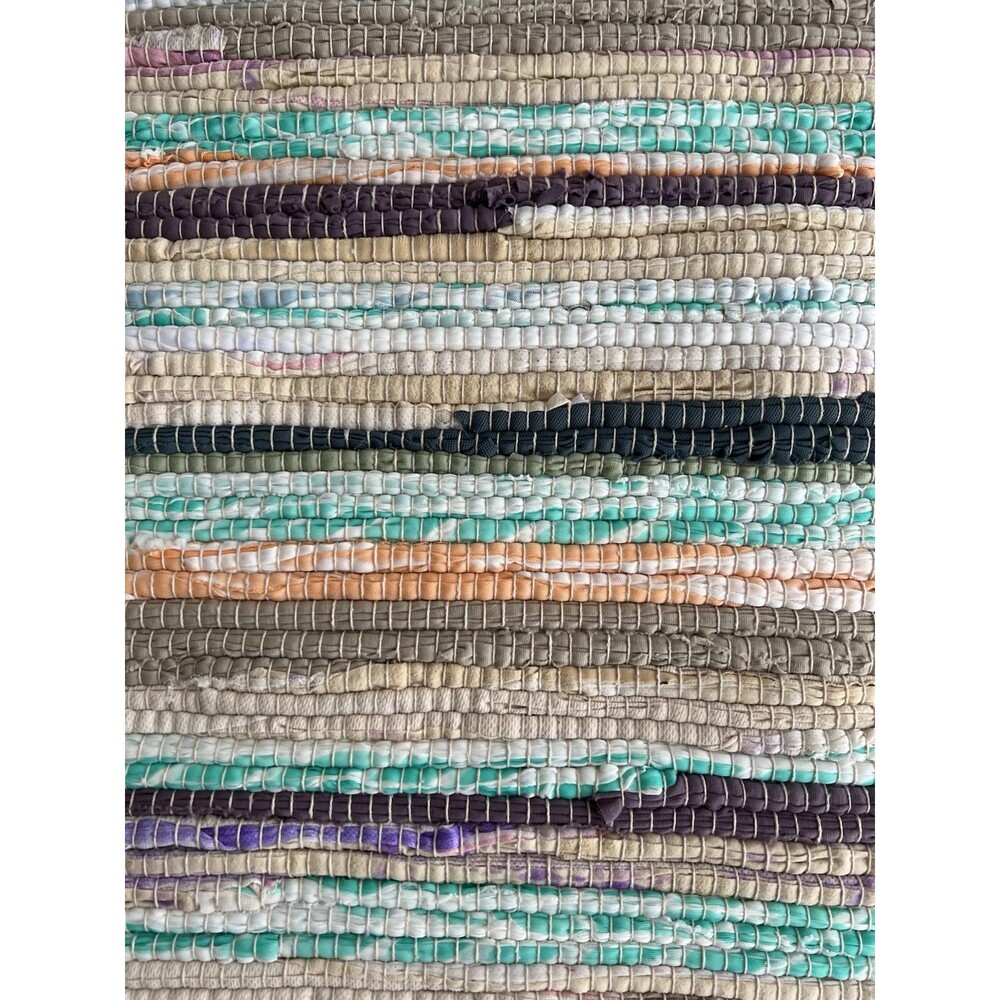 NWT Chindi Rag Rug 27" x 45" Boho Farmhouse Rustic Accent Throw Rug Pastel Color - Picture 5 of 10